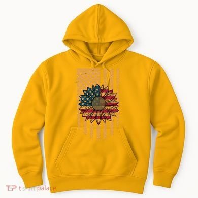 Distressed USA American Flag Sunflower Hoodie
