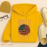 Distressed USA American Flag Sunflower Hoodie thumb 4