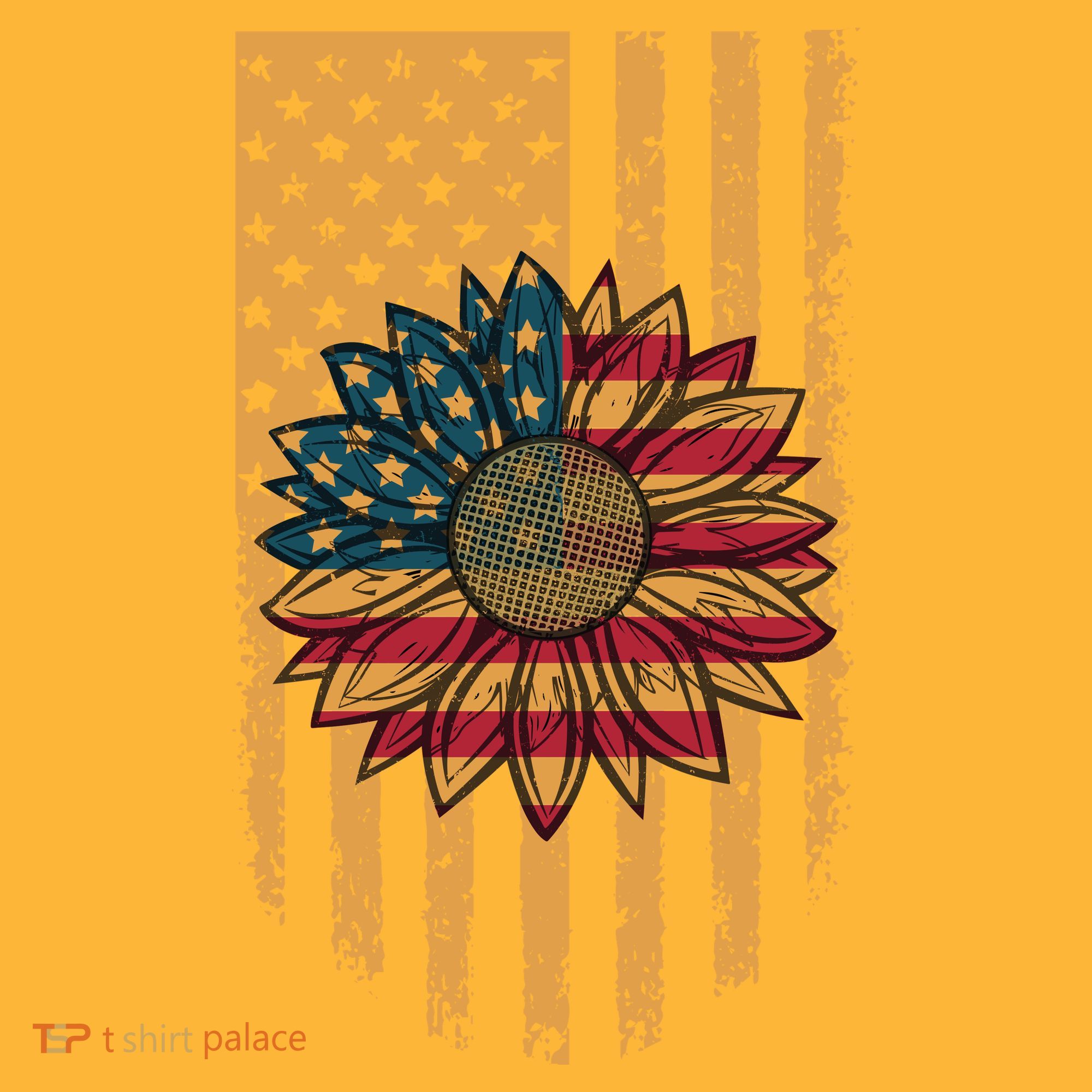 Distressed USA American Flag Sunflower Hoodie