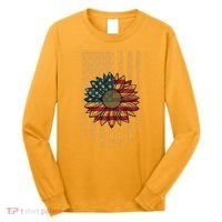 Distressed USA American Flag Sunflower Long Sleeve Shirt thumb 0