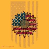 Distressed USA American Flag Sunflower Long Sleeve Shirt thumb 2