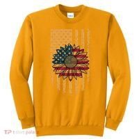 Distressed USA American Flag Sunflower Sweatshirt thumb 0