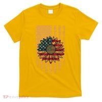Distressed USA American Flag Sunflower T-Shirt thumb 0