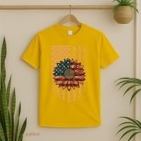 Distressed USA American Flag Sunflower T-Shirt thumb 2
