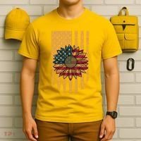 Distressed USA American Flag Sunflower T-Shirt thumb 6