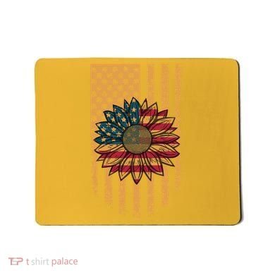 Distressed USA American Flag Sunflower Mousepad