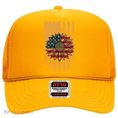 Distressed USA American Flag Sunflower Hat