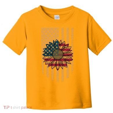Distressed USA American Flag Sunflower Toddler T-Shirt