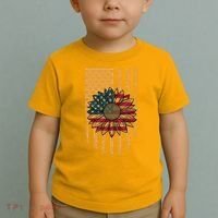 Distressed USA American Flag Sunflower Toddler T-Shirt thumb 2