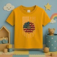 Distressed USA American Flag Sunflower Toddler T-Shirt thumb 3