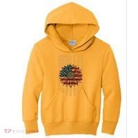 Distressed USA American Flag Sunflower Kids Hoodie thumb 0