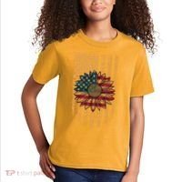 Distressed USA American Flag Sunflower Kids T-Shirt thumb 2