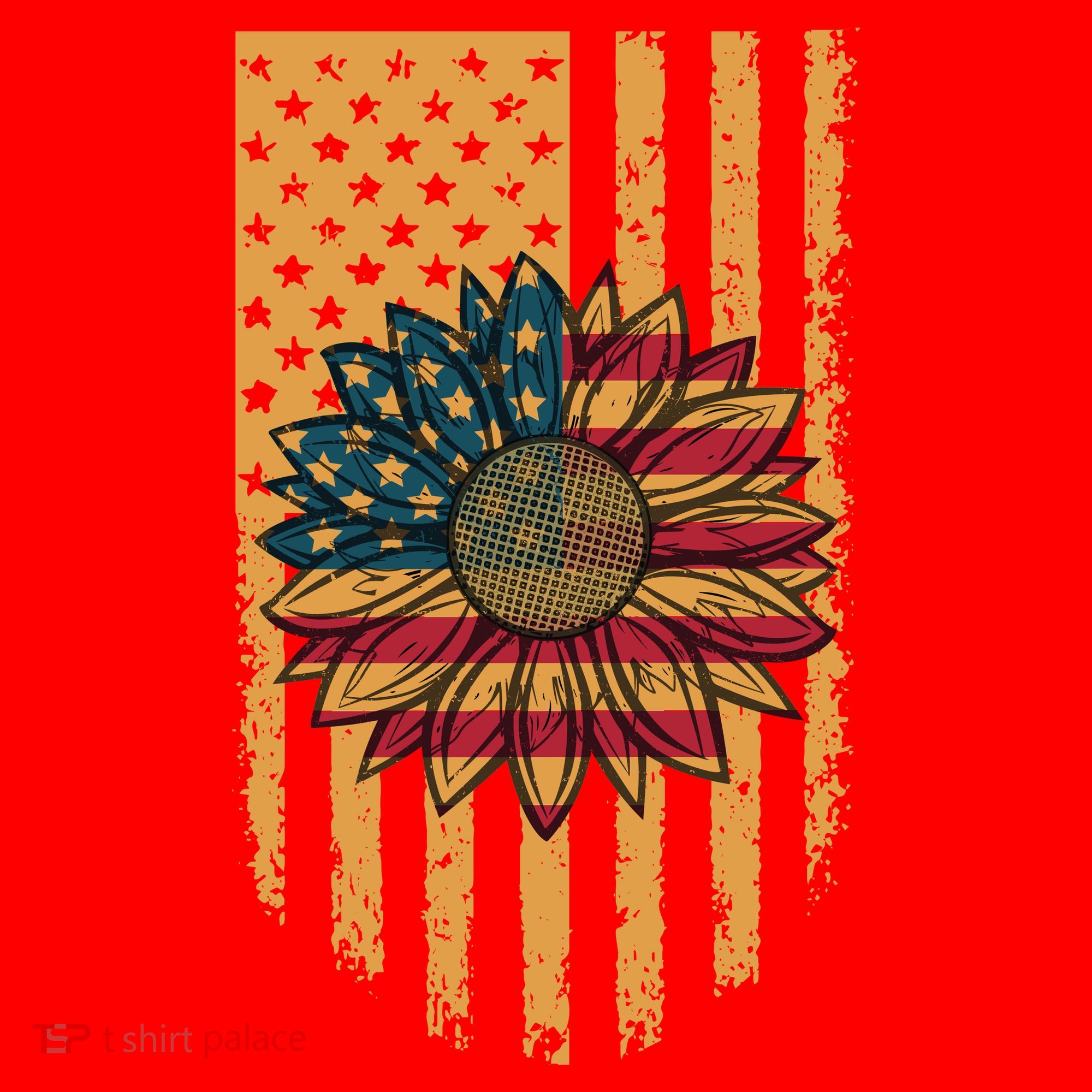 Distressed USA American Flag Sunflower Santa Hat