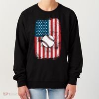 Distressed USA American Flag Baseball Women's Sweatshirt thumb 0