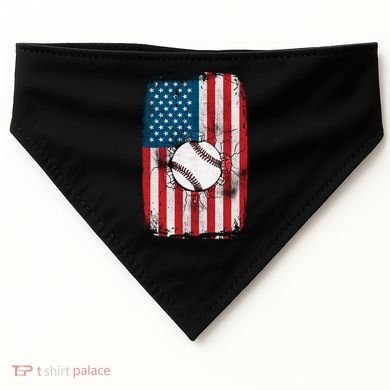 Distressed USA American Flag Baseball USA-Made Doggie Bandana