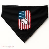 Distressed USA American Flag Baseball USA-Made Doggie Bandana thumb 0