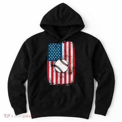 Distressed USA American Flag Baseball Hoodie