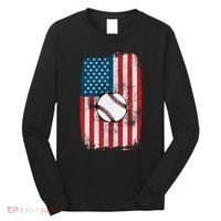 Distressed USA American Flag Baseball Long Sleeve Shirt thumb 0
