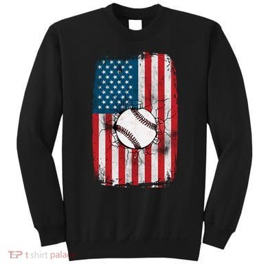 Distressed USA American Flag Baseball Sweatshirt