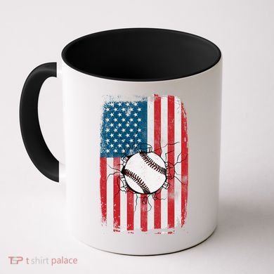 Distressed USA American Flag Baseball Coffee Mug
