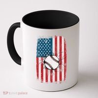 Distressed USA American Flag Baseball Coffee Mug thumb 0
