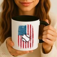 Distressed USA American Flag Baseball Coffee Mug thumb 3