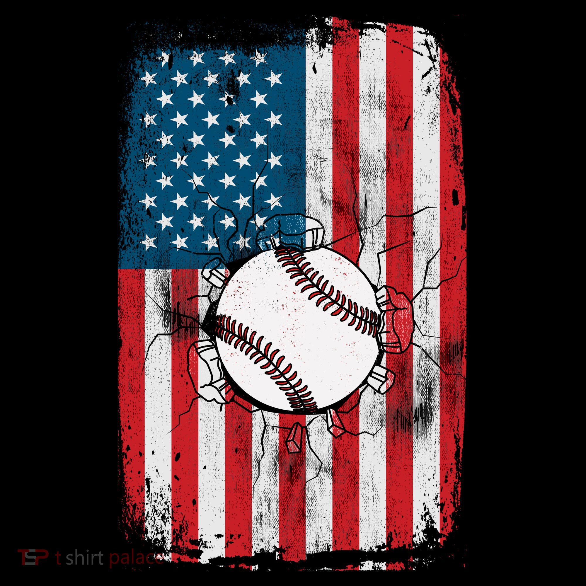 Distressed USA American Flag Baseball Coffee Mug
