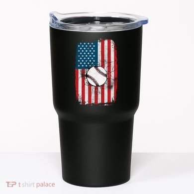 Distressed USA American Flag Baseball Tumbler