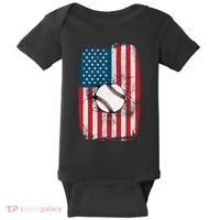 Distressed USA American Flag Baseball Baby Bodysuit thumb 0