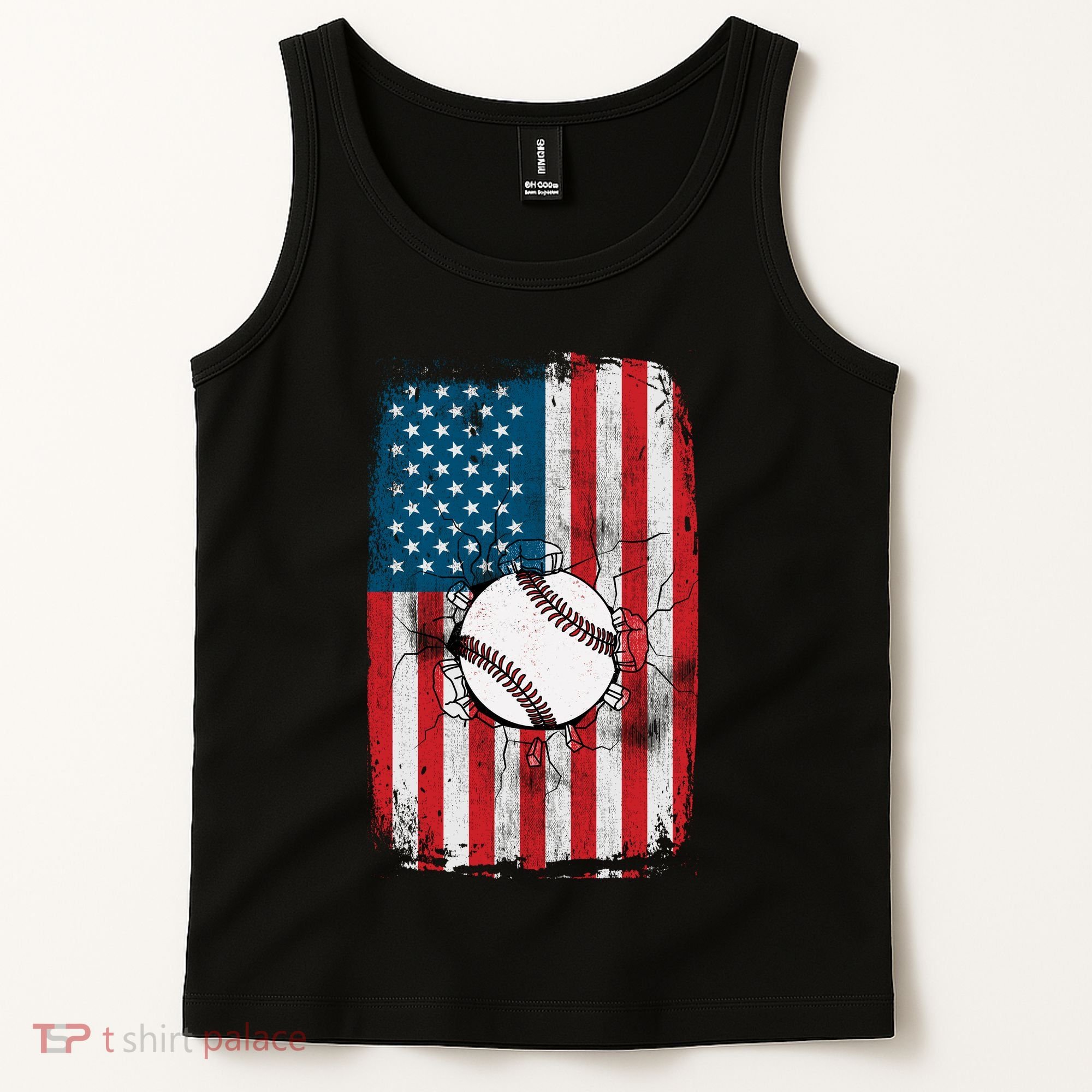 Distressed USA American Flag Baseball Tank Top