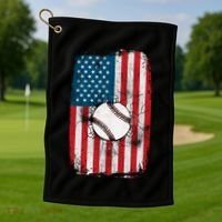 Distressed USA American Flag Baseball Golf Towel thumb 1