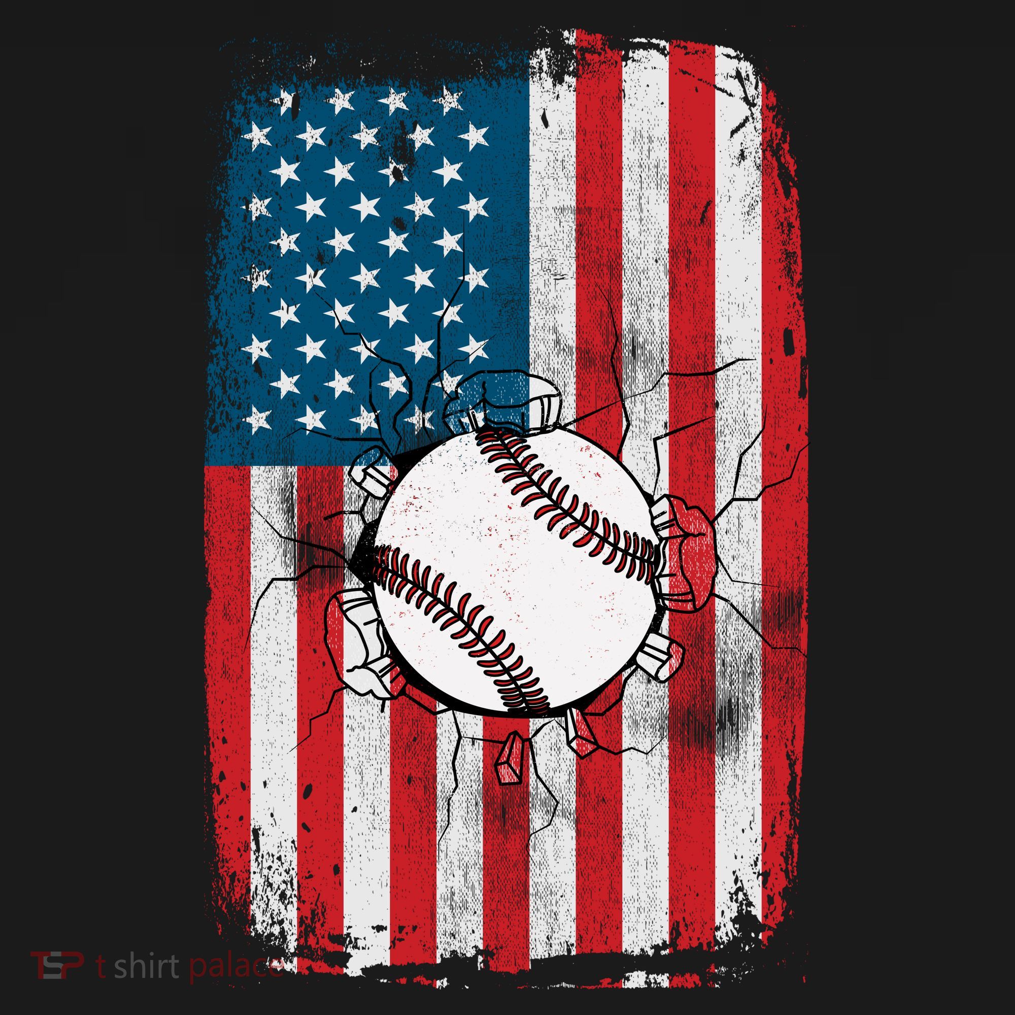 Distressed USA American Flag Baseball Women's Long Sleeve Shirt