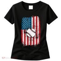 Distressed USA American Flag Baseball Women's T-Shirt thumb 0