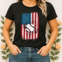 Distressed USA American Flag Baseball Women's T-Shirt thumb 2