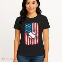 Distressed USA American Flag Baseball Women's T-Shirt thumb 4