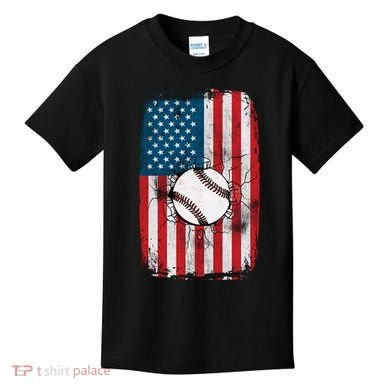 Distressed USA American Flag Baseball Kids T-Shirt