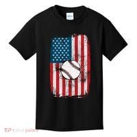 Distressed USA American Flag Baseball Kids T-Shirt thumb 0