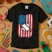 Distressed USA American Flag Baseball Kids T-Shirt thumb 3