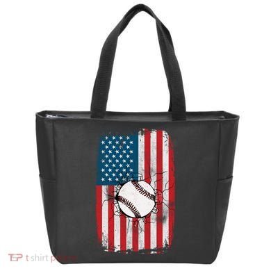 Distressed USA American Flag Baseball Tote Bag