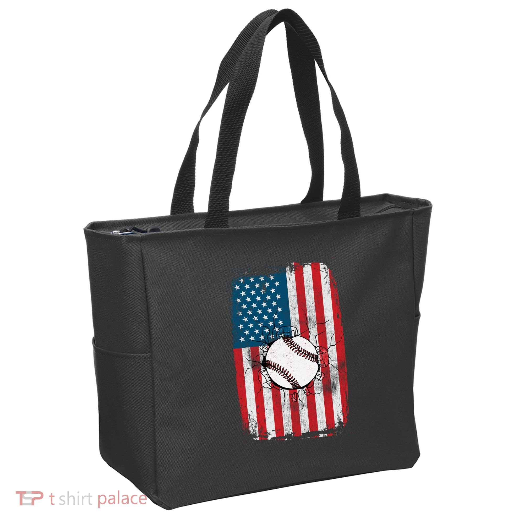 Distressed USA American Flag Baseball Tote Bag
