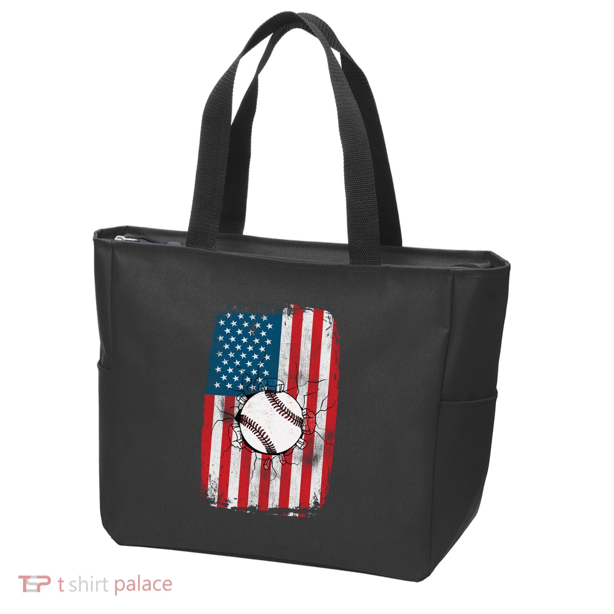 Distressed USA American Flag Baseball Tote Bag