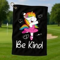 Dancing Unicorn Be Kind Anti Bullying Unity Day Orange Golf Towel thumb 1