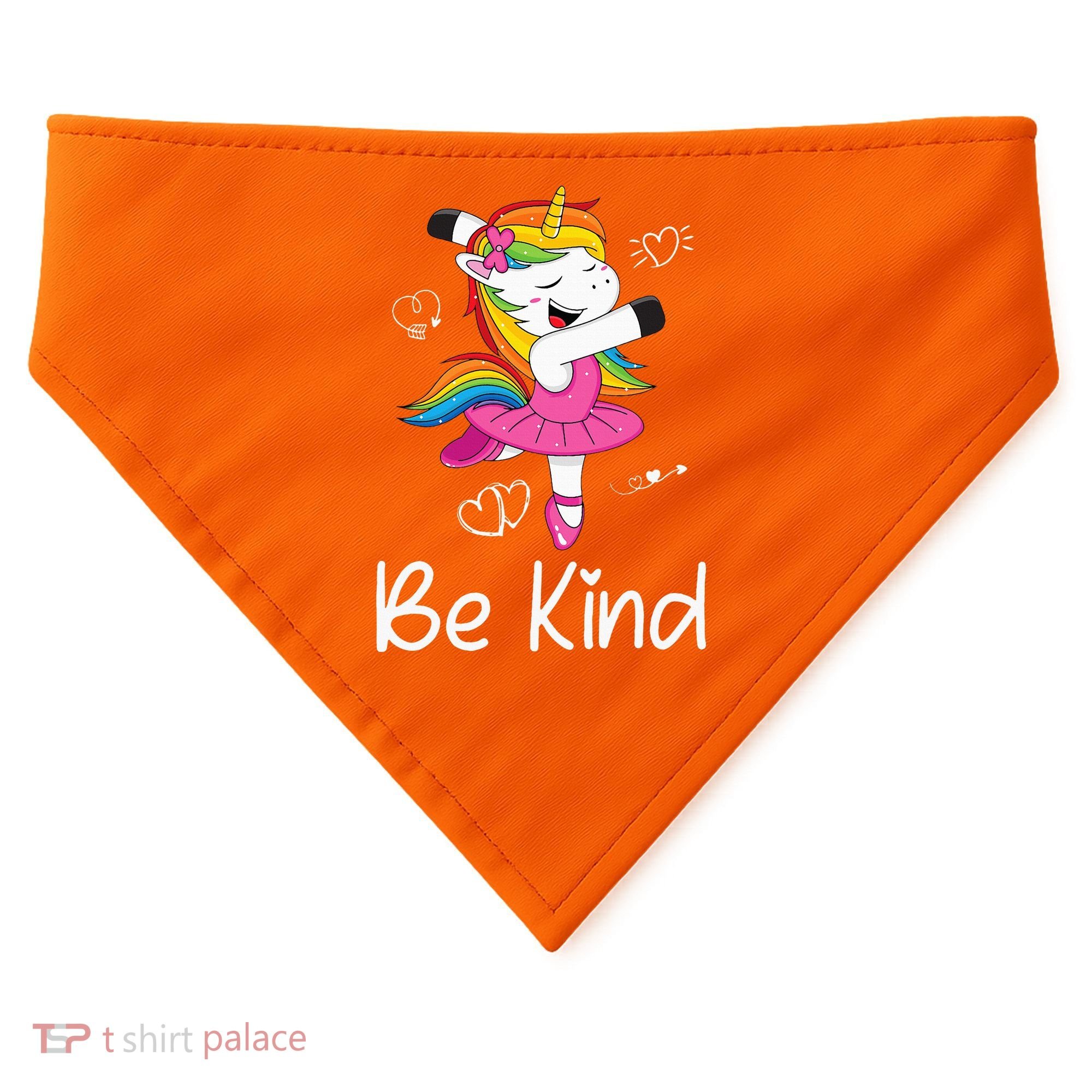 Dancing Unicorn Be Kind Anti Bullying Unity Day Orange USA-Made Doggie Bandana
