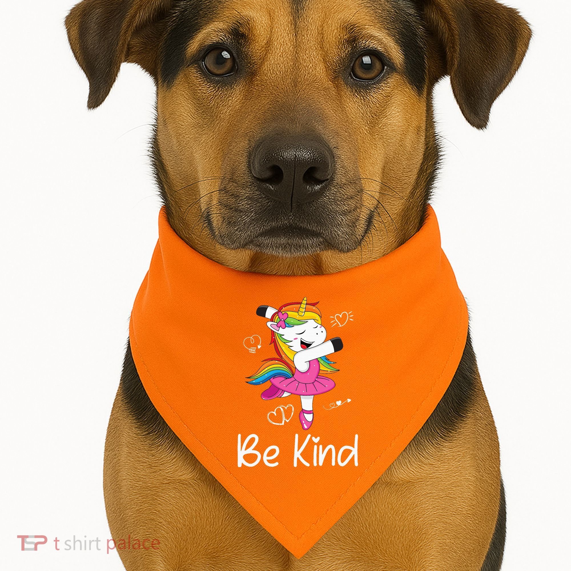 Dancing Unicorn Be Kind Anti Bullying Unity Day Orange USA-Made Doggie Bandana