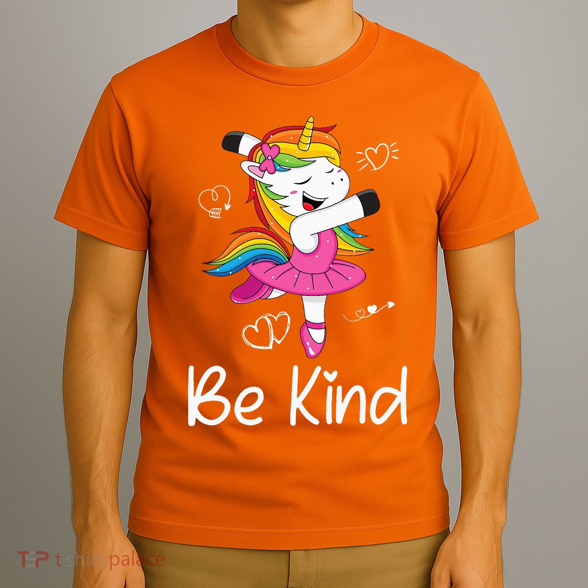 Dancing Unicorn Be Kind Anti Bullying Unity Day Orange T-Shirt
