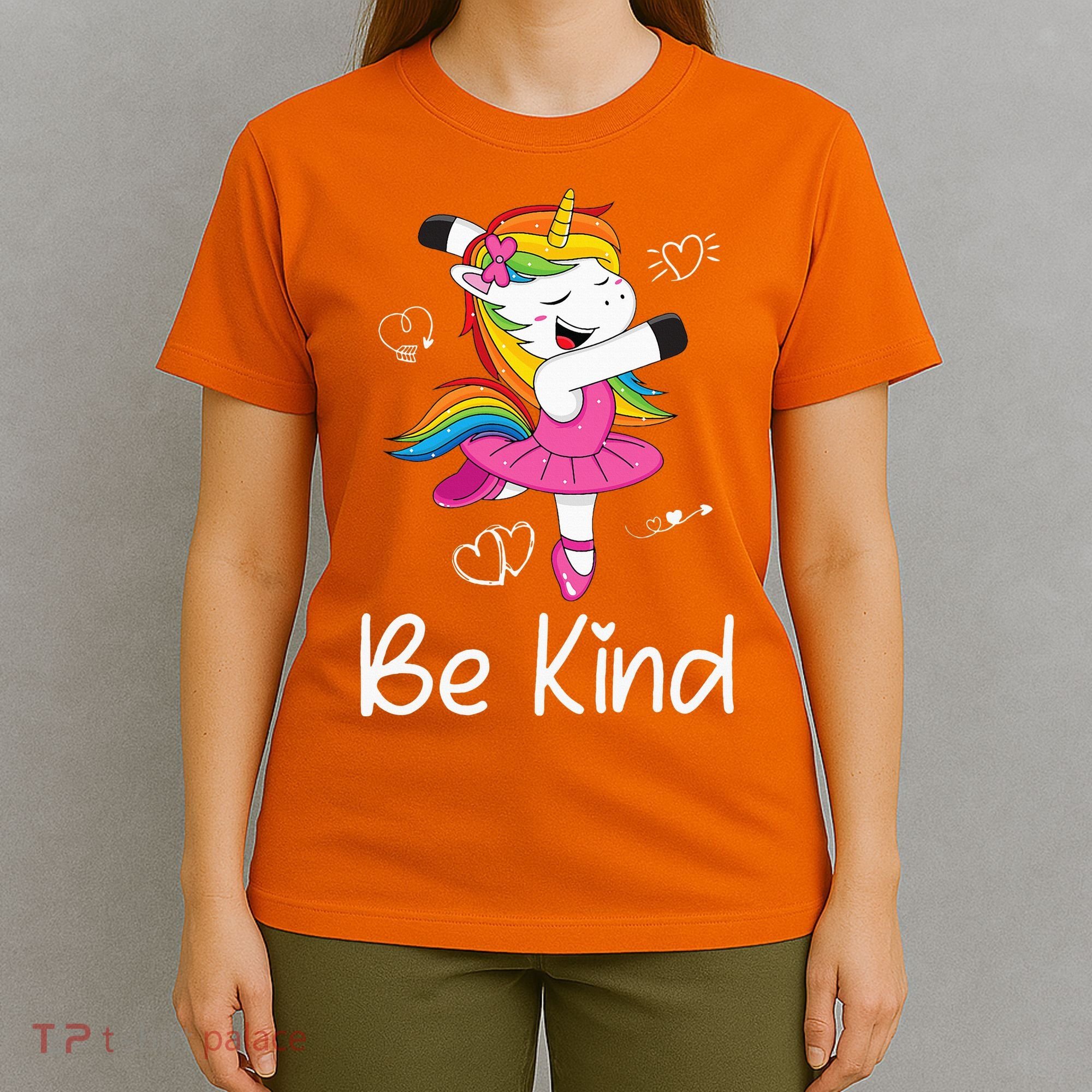 Dancing Unicorn Be Kind Anti Bullying Unity Day Orange T-Shirt