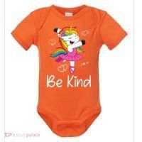 Dancing Unicorn Be Kind Anti Bullying Unity Day Orange Baby Bodysuit thumb 0