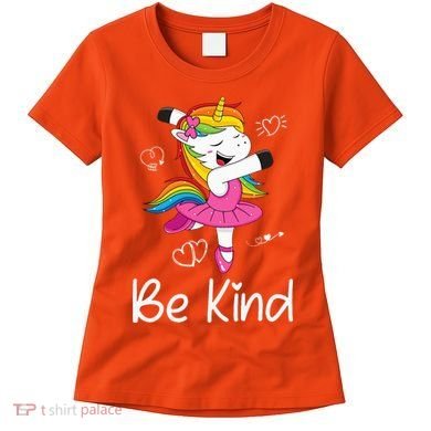 Dancing Unicorn Be Kind Anti Bullying Unity Day Orange Women's T-Shirt