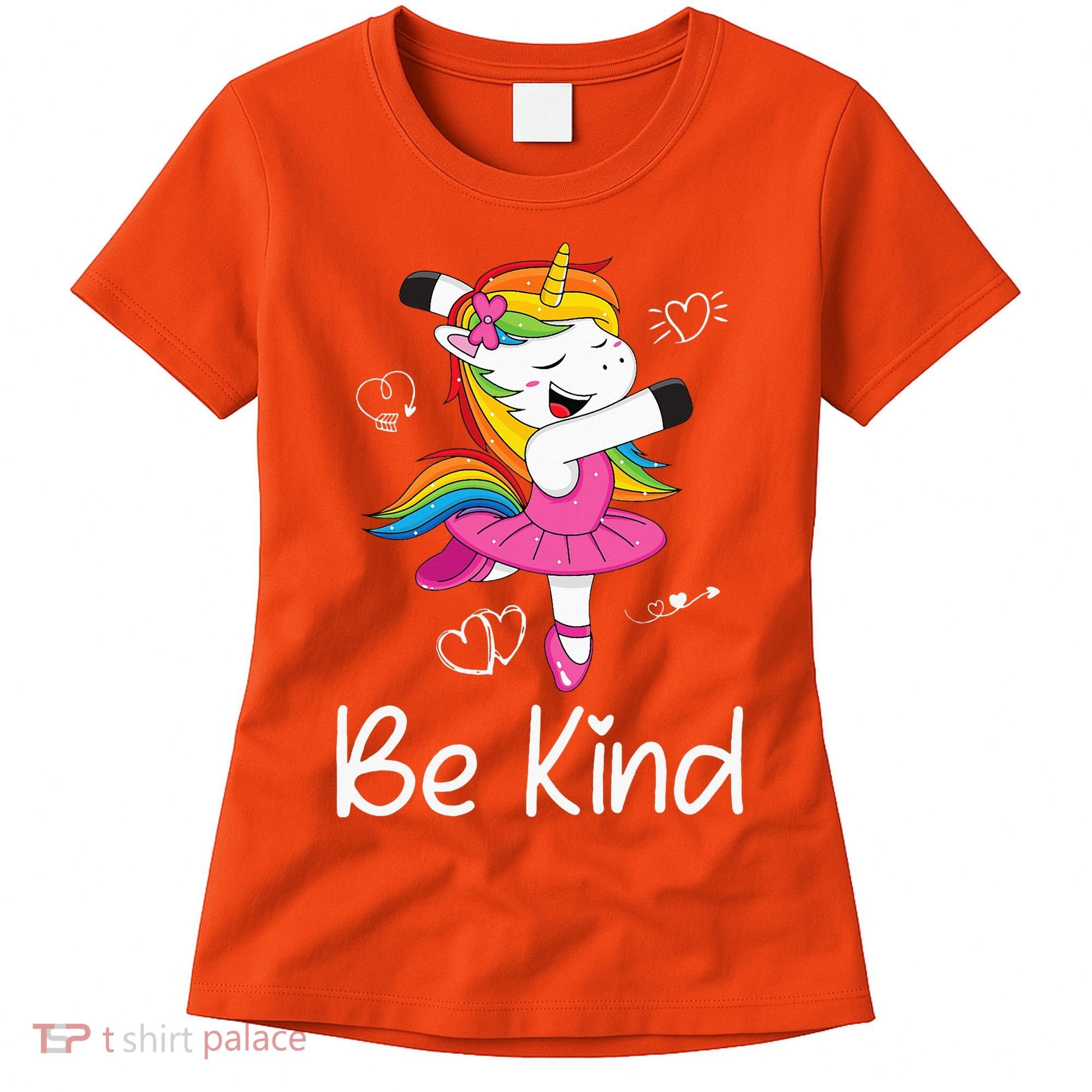 Dancing Unicorn Be Kind Anti Bullying Unity Day Orange Women's T-Shirt