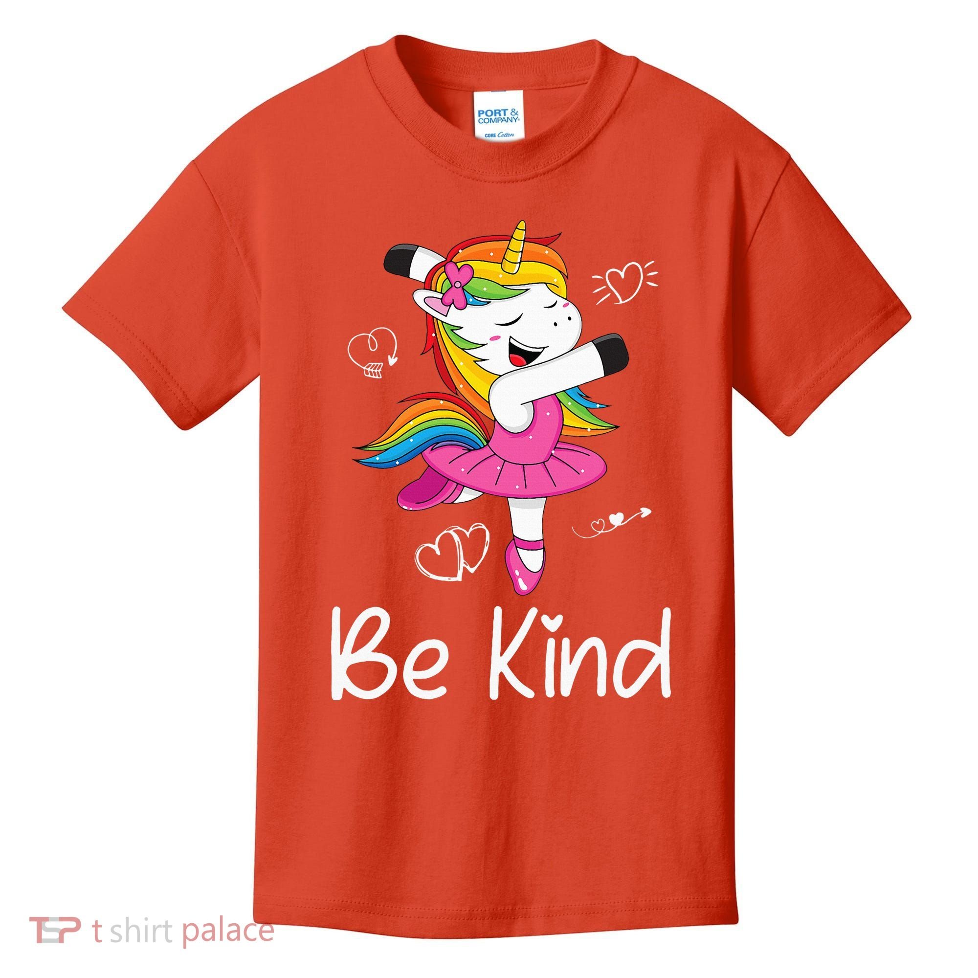 Dancing Unicorn Be Kind Anti Bullying Unity Day Orange Kids T-Shirt